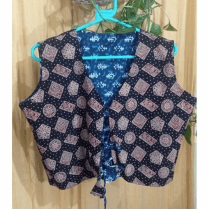 Black and Indigo Blue Cotton  Reversible Jacket