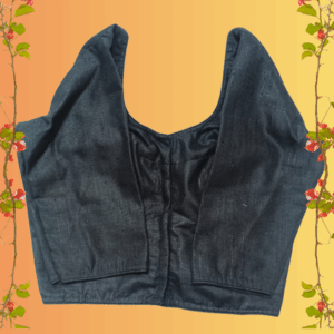 Elegant Charcoal Black Mahi Silk Blouse – Tasar Look, Timeless Style