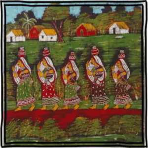 Batik Tapestry /Wall Hanging- Rural Bengal [ 91 cm  x 86 cm ]