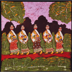Batik Cotton Tapestry Wall Hanging ... depicting Rural India