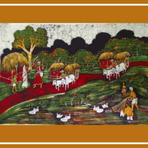 Batik Tapestry / Wall Hanging depicting Rural Bengal [137 cm x 92 cm]