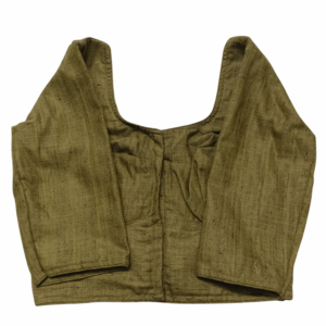 Elegant Golden Olive Mahi Silk Blouse – Tasar Look, Timeless Style