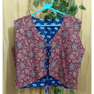 Indian Red and Indigo Blue Cotton  Reversible Jacket