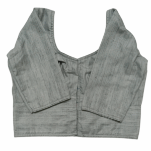 Elegant Moonlight Grey Mahi Silk Blouse – Tasar Look, Timeless Style