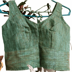 Handwoven Silk Jute Blouse in Emerald Meadow Green