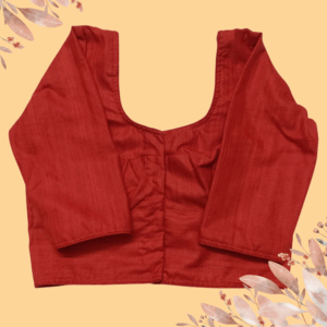 Elegant Vermilion Red Mahi Silk Blouse – Tasar Look, Timeless Style