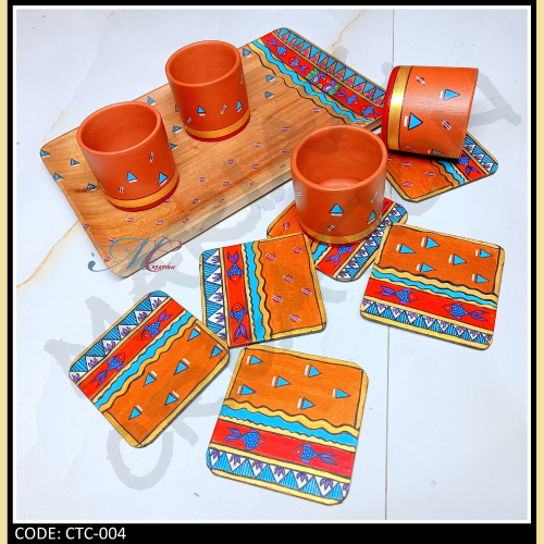 Wooden Tray-Coaster-Cup Set CTC 004